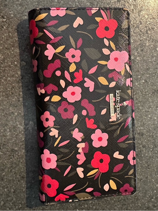 kate spade Handbags - kate spade Black Floral Slim Continental Wallet with Pink and Red Flowers